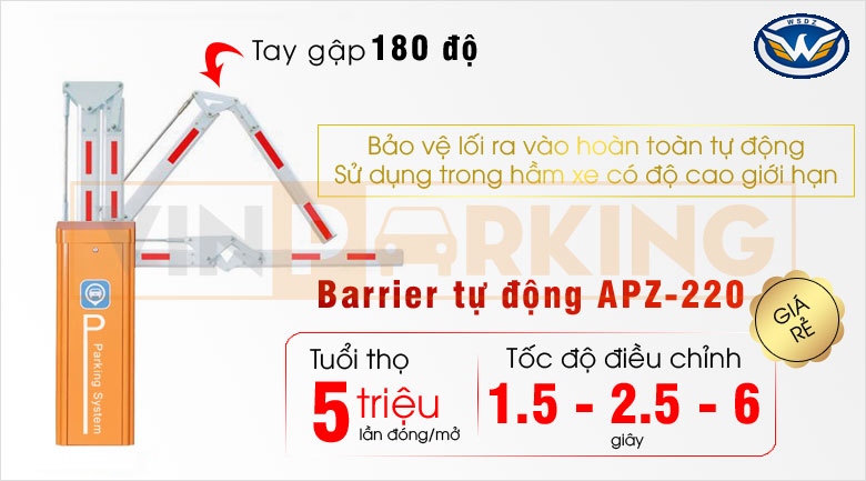 Barrier Tự Động Giá Rẻ APZ-220 Tay Gập 180 Độ
