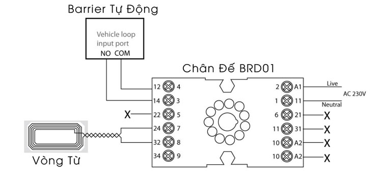 sơ đồ kết nối bộ dò vòng từ BRD01